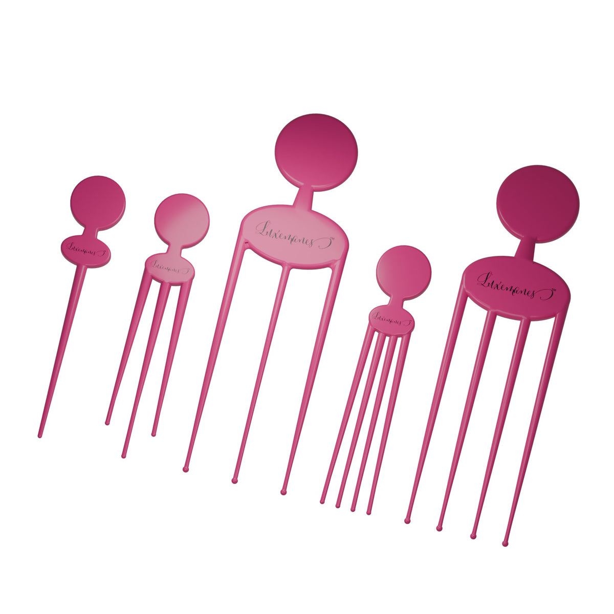 SilkyScratch 5-Pack: angled studio view of the pink all five tool designs on white.